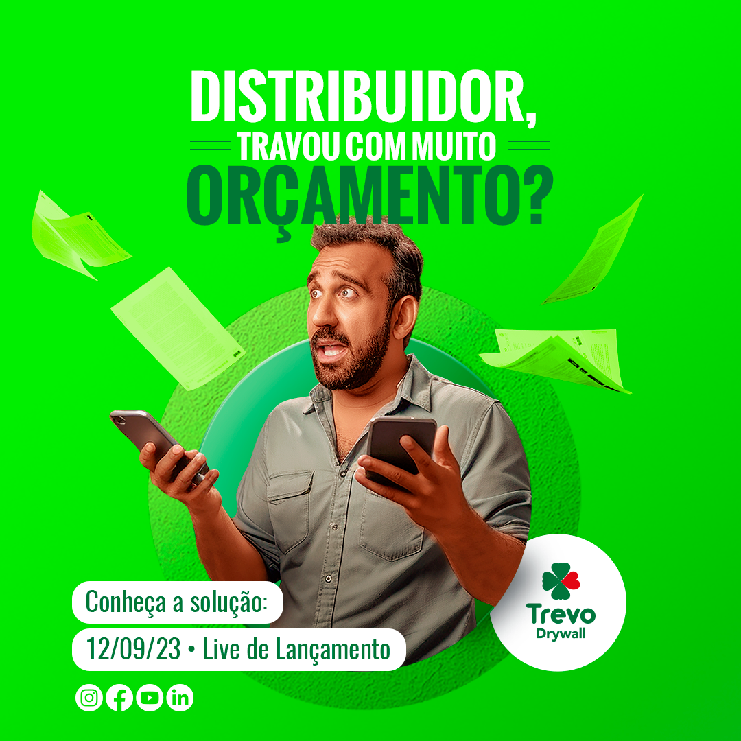 Trevo Drywall anuncia live para lançamento de aplicativo - Ferramenta 100% gratuita ajuda a calcular orçamentos